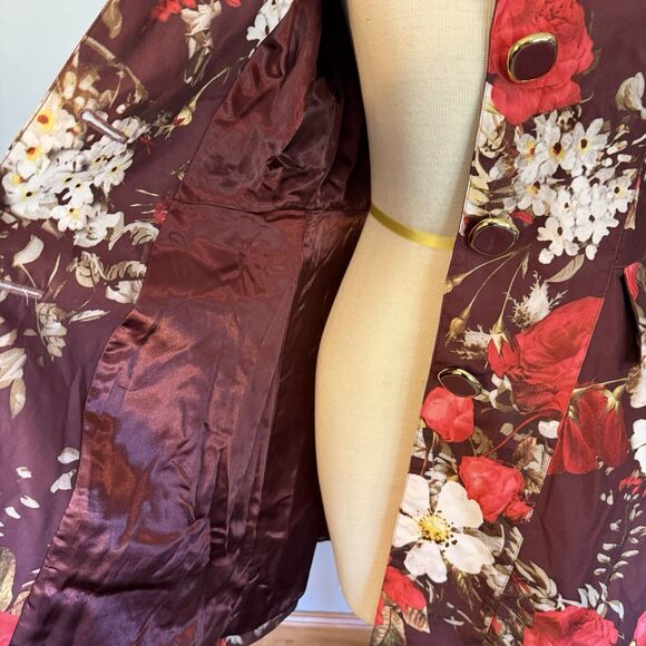 VTG Dennis Basso Raincoat Women’s XS Floral Art To Wear Peplum City Chic Cottage - Picture 10 of 15